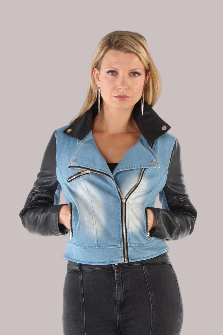 Leather and Denim Moto Jacket - 81689 - Especially Yours