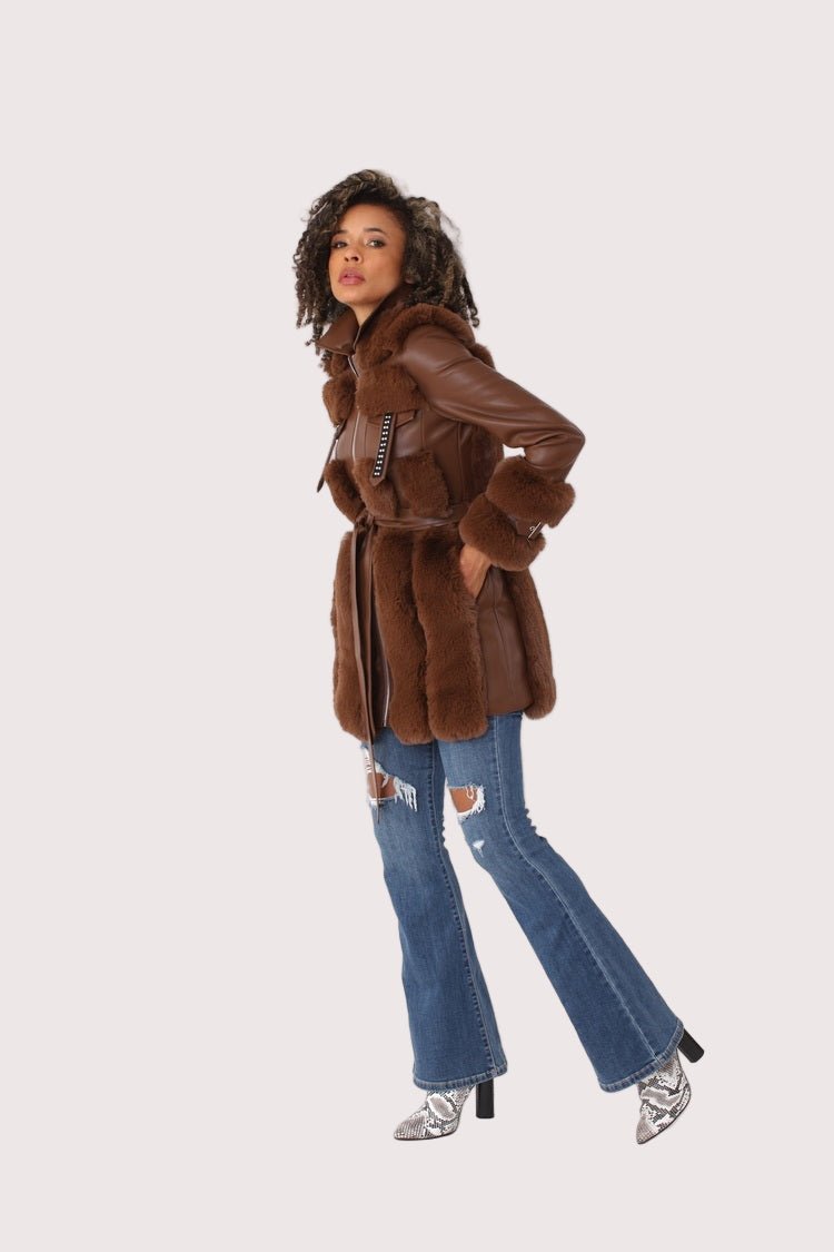 Leather and Fur Trim Jacket - 82158 - Especially Yours