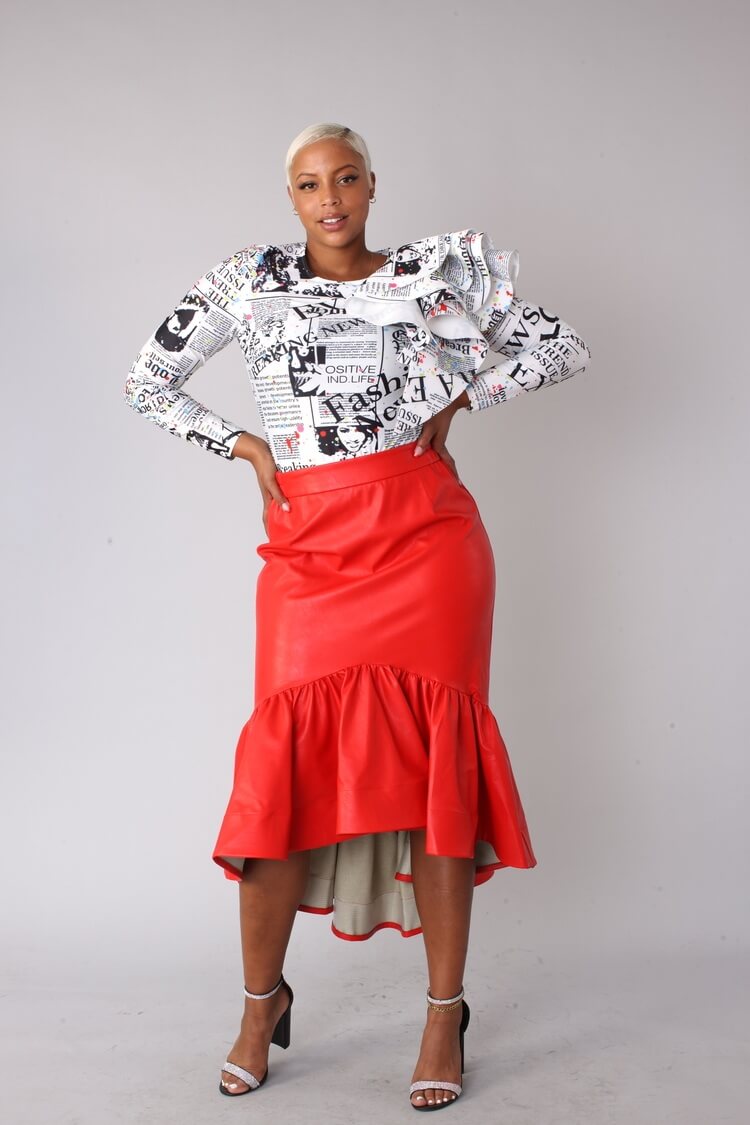Leather Ruffle Midi Skirt - 81916 - Especially Yours