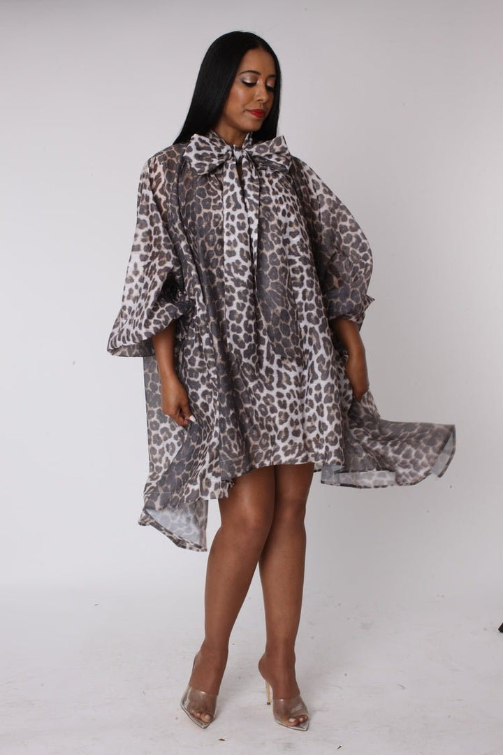 Leopard Print Organza Bow Dress - 82752 - Especially Yours