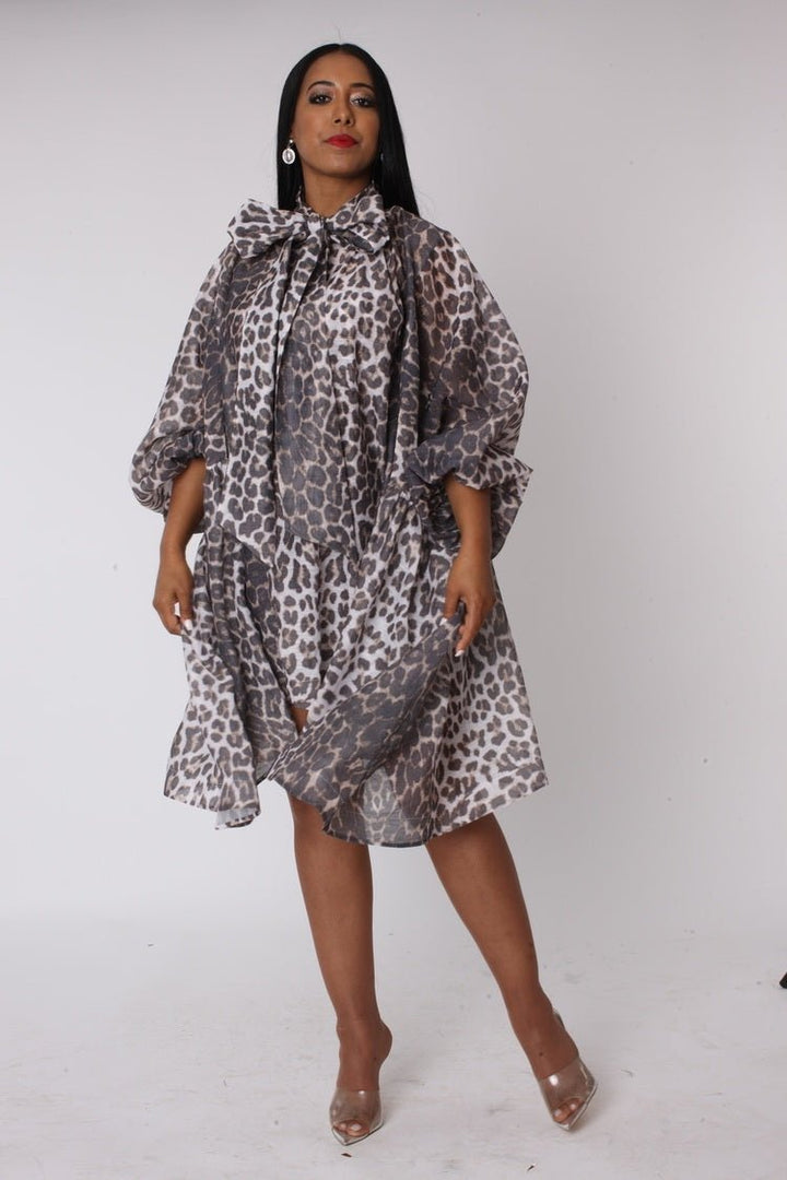 Leopard Print Organza Bow Dress - 82752 - Especially Yours