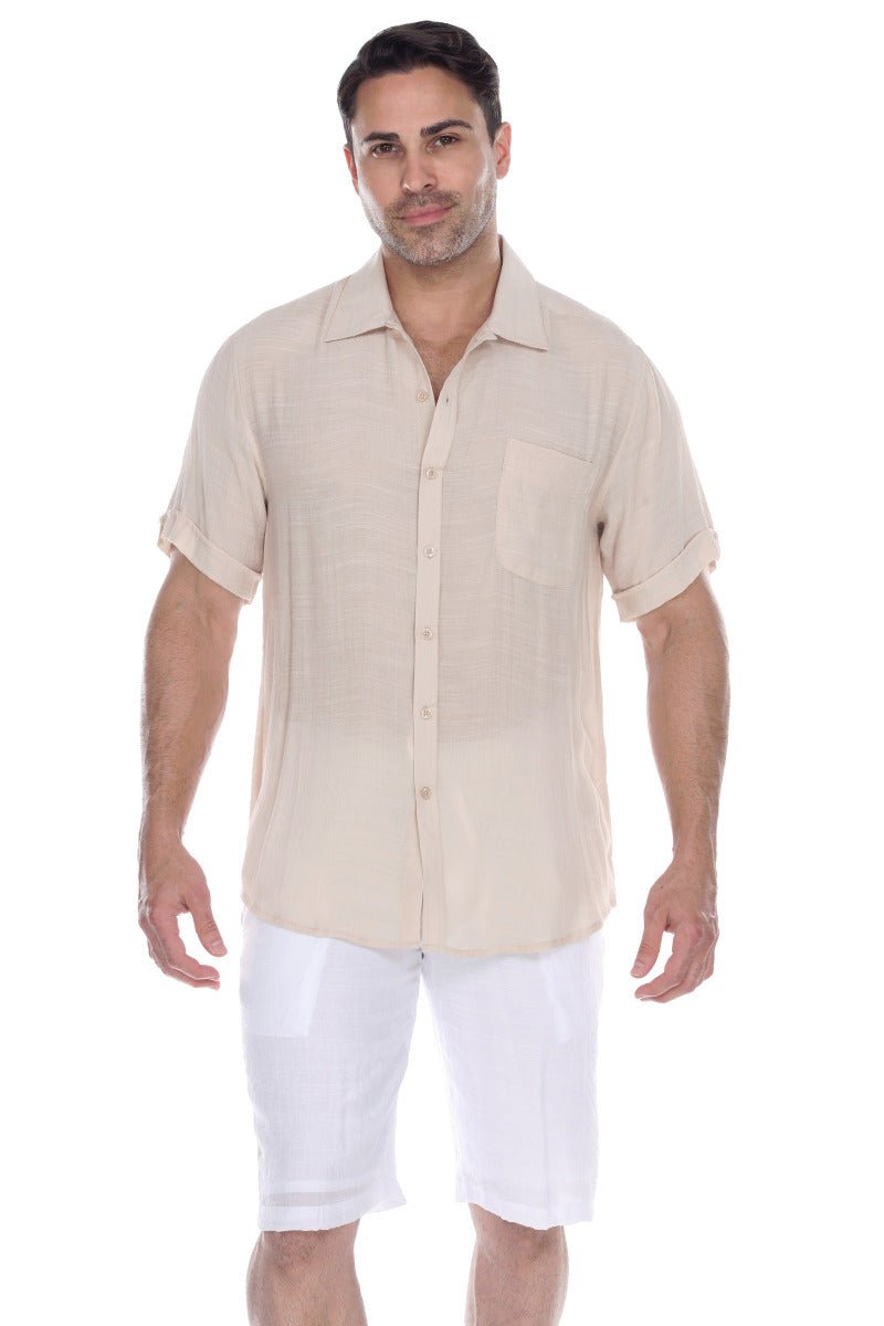 Men's Beach Casual Short Sleeve Button Down Shirt - Especially Yours
