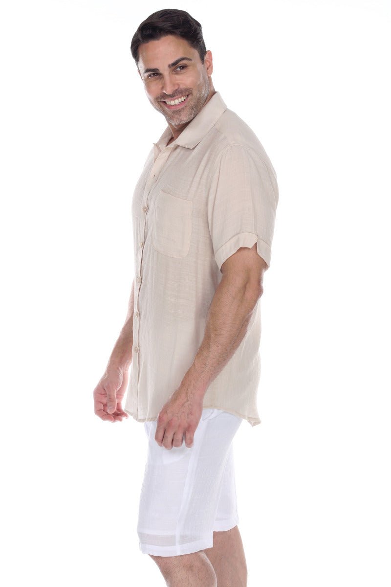 Men's Beach Casual Short Sleeve Button Down Shirt - Especially Yours