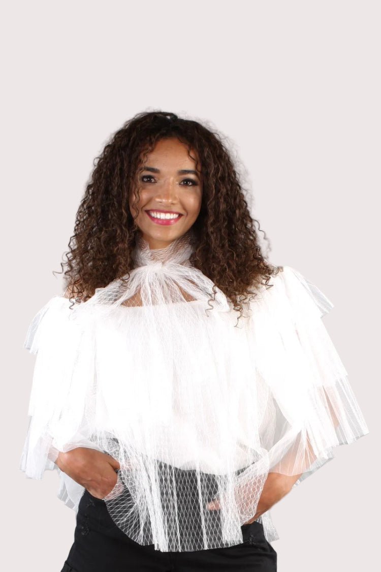 Elegant White Mesh Blouse - 81504 - Especially Yours