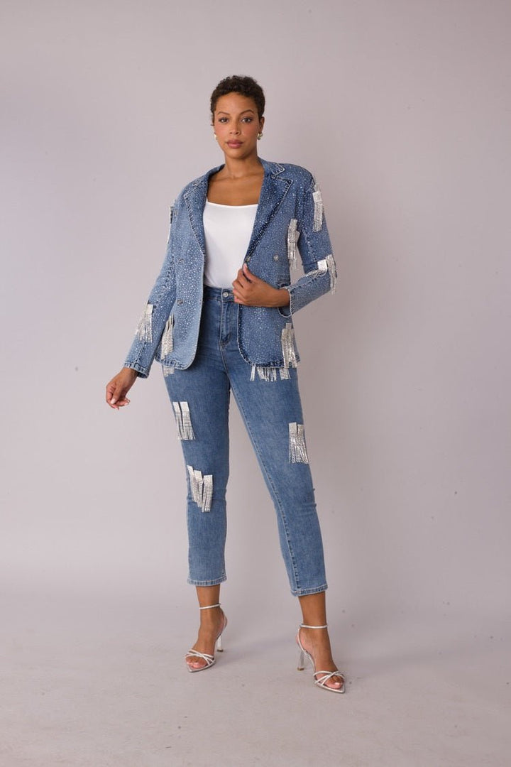 Metallic Fringe Cropped Jeans - 82531 - Especially Yours