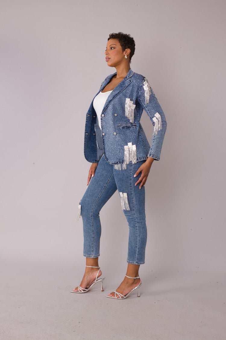 Metallic Fringe Cropped Jeans - 82531 - Especially Yours