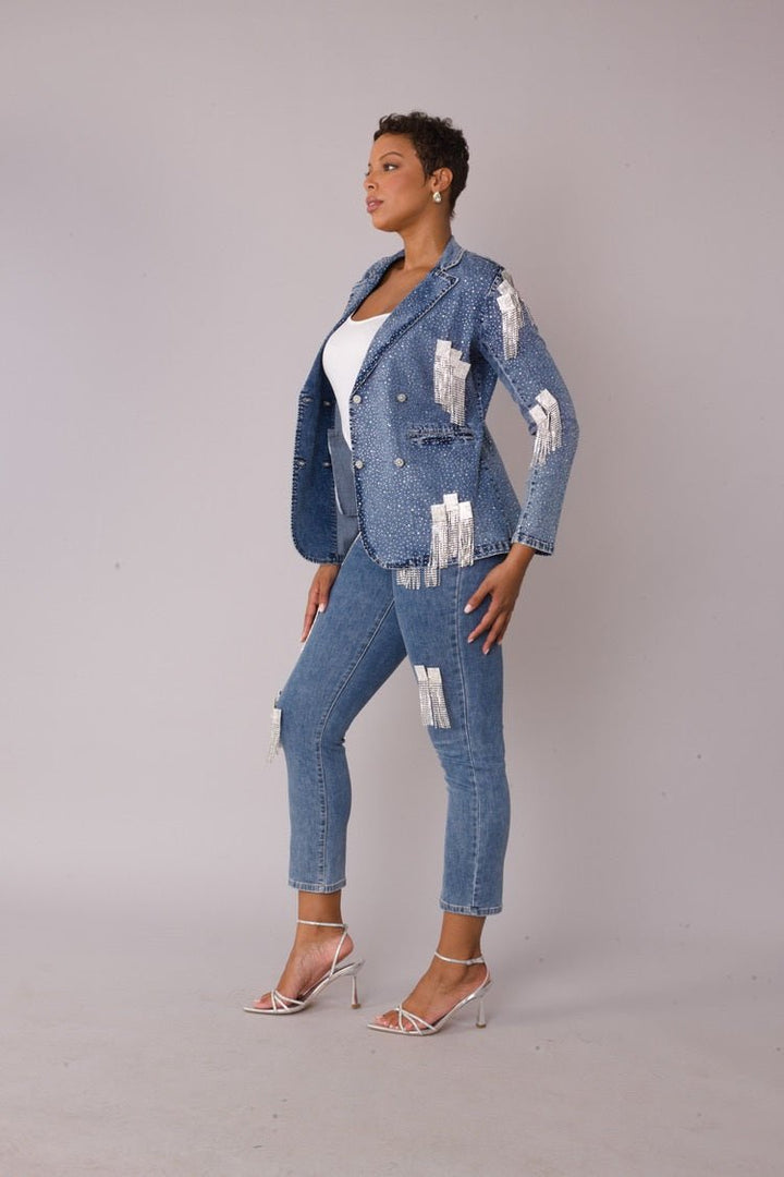 Metallic Fringe Cropped Jeans - 82531 - Especially Yours