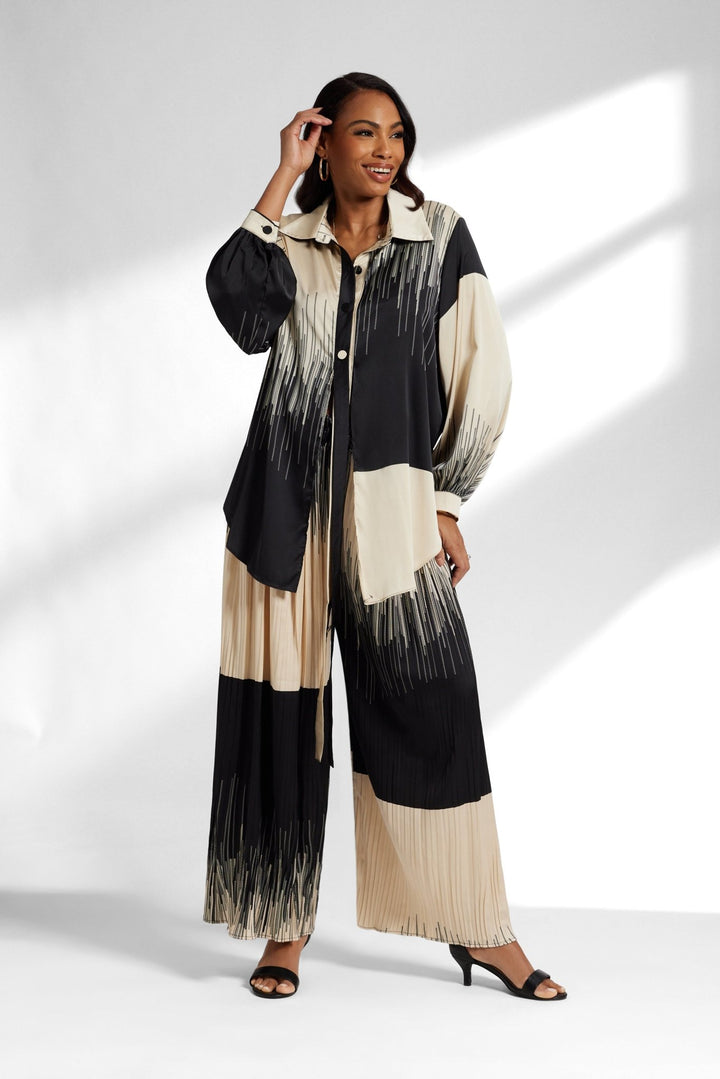 modern colorblock pant set outfit