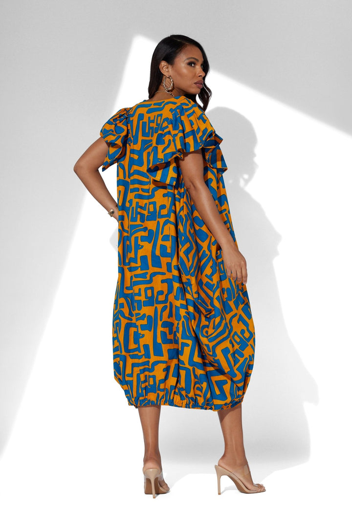 modest colorful print dress for church