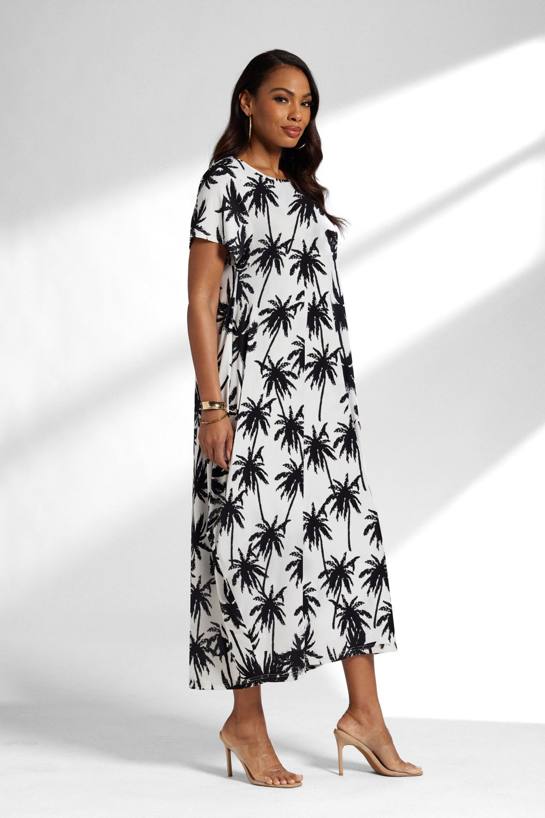 modest maxi dress palm print