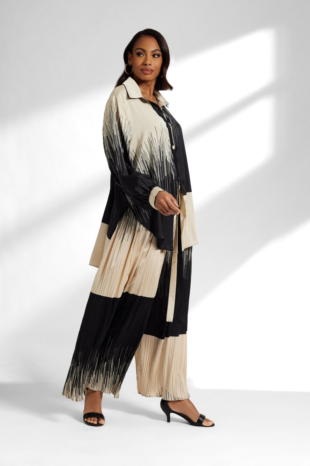 modest pant set colorblock design