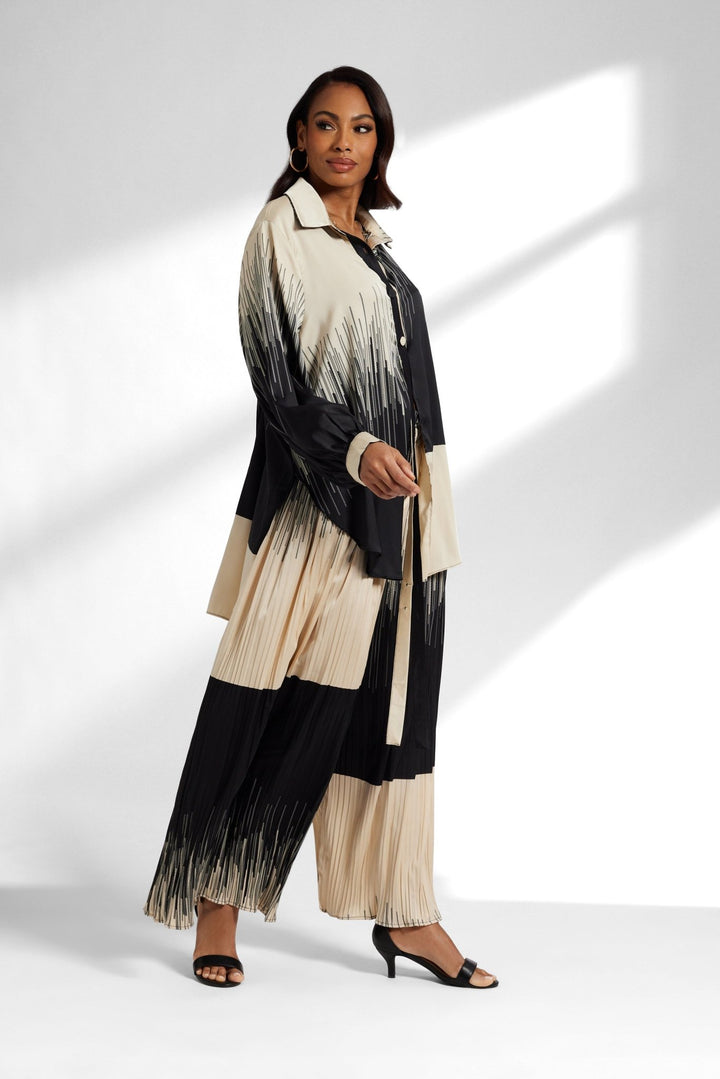 modest pant set colorblock design