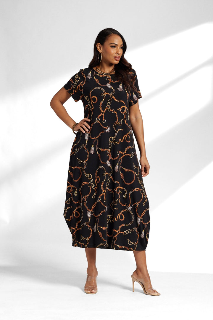 modest printed maxi dress flowing silhouette
