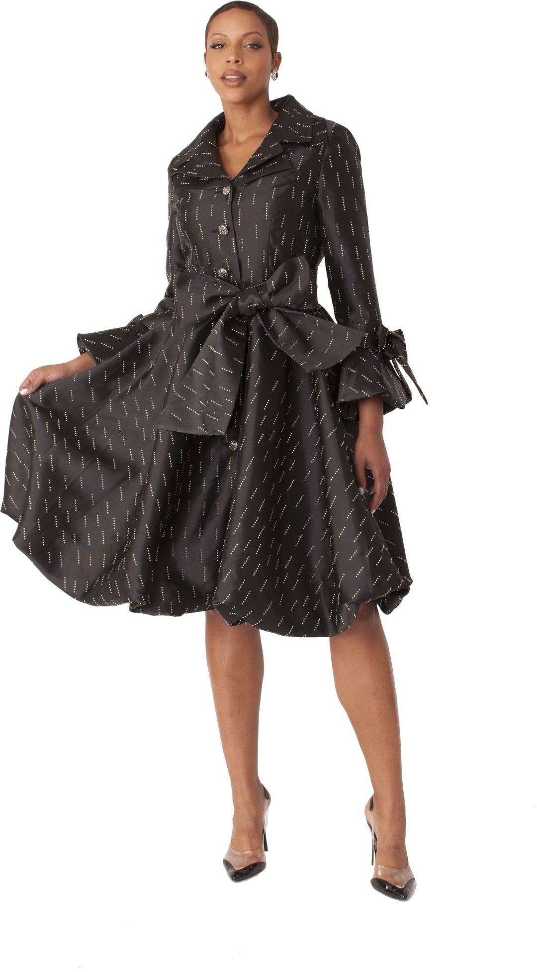 Monaco Princess Taffeta Bow Coat Dress - 9723 - Especially Yours