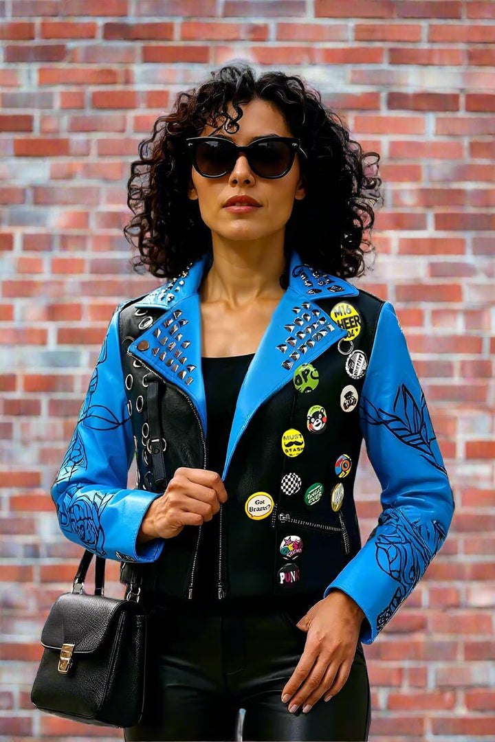 Leather Jacket with Pins and Studs - 81648 - Especially Yours