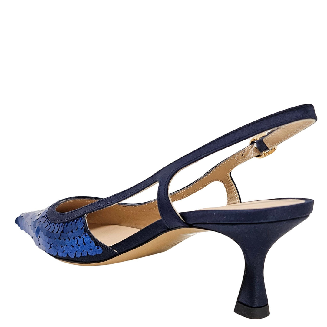 Roberto Festa Navy Sequence Snip Toe Slingback Heel - Especially Yours