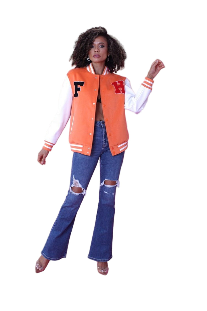 Orange Varsity Jacket - 82153 - Especially Yours
