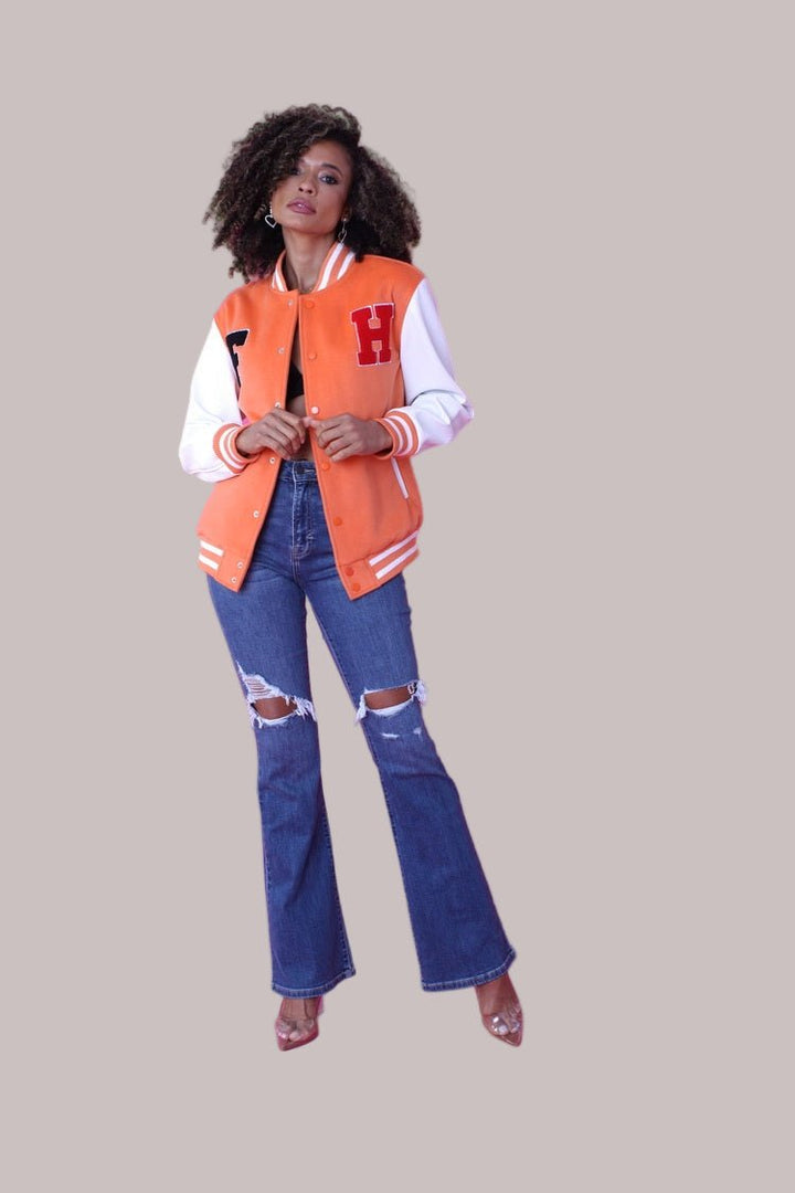 Orange Varsity Jacket - 82153 - Especially Yours