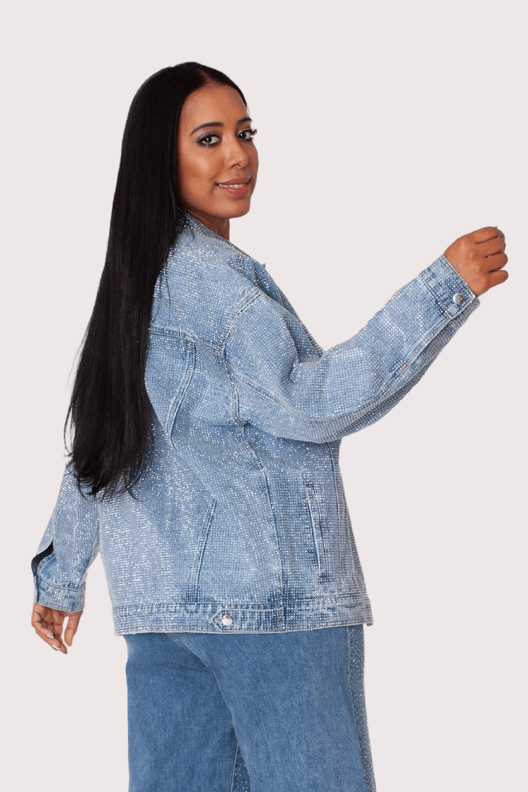 Oversized Rhinestone Denim Jacket - 82820 - Especially Yours