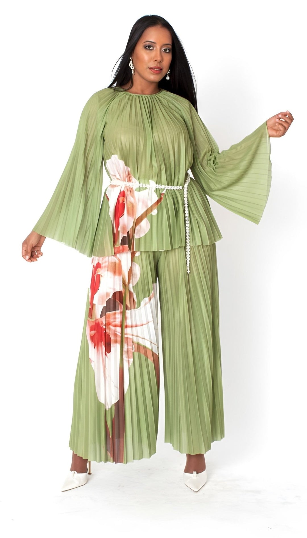 Petal Pleated Wide - Leg Pantset - 82907 - Especially Yours