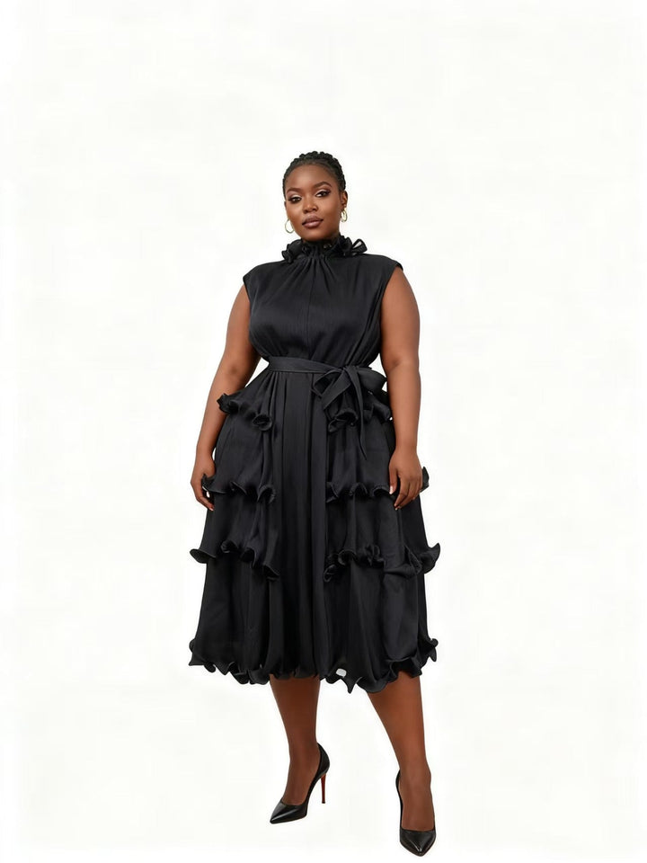 Petal Whisper Tiered Midi Dress - 83020