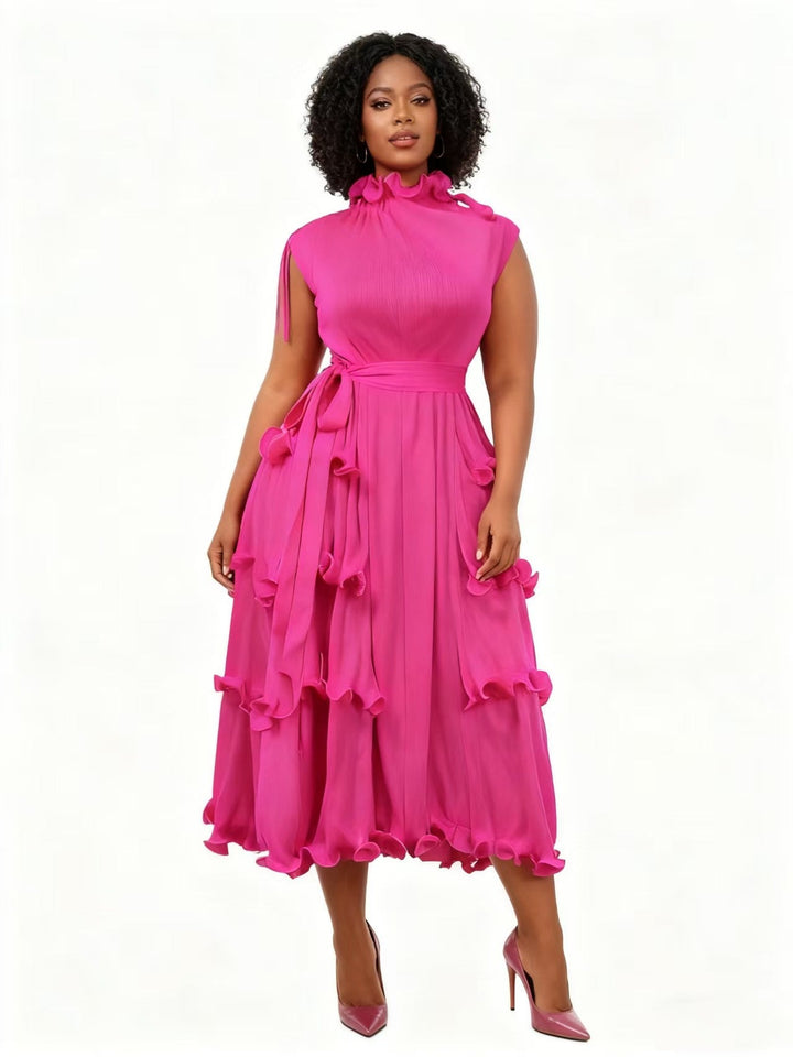 Petal Whisper Tiered Midi Dress - 83020