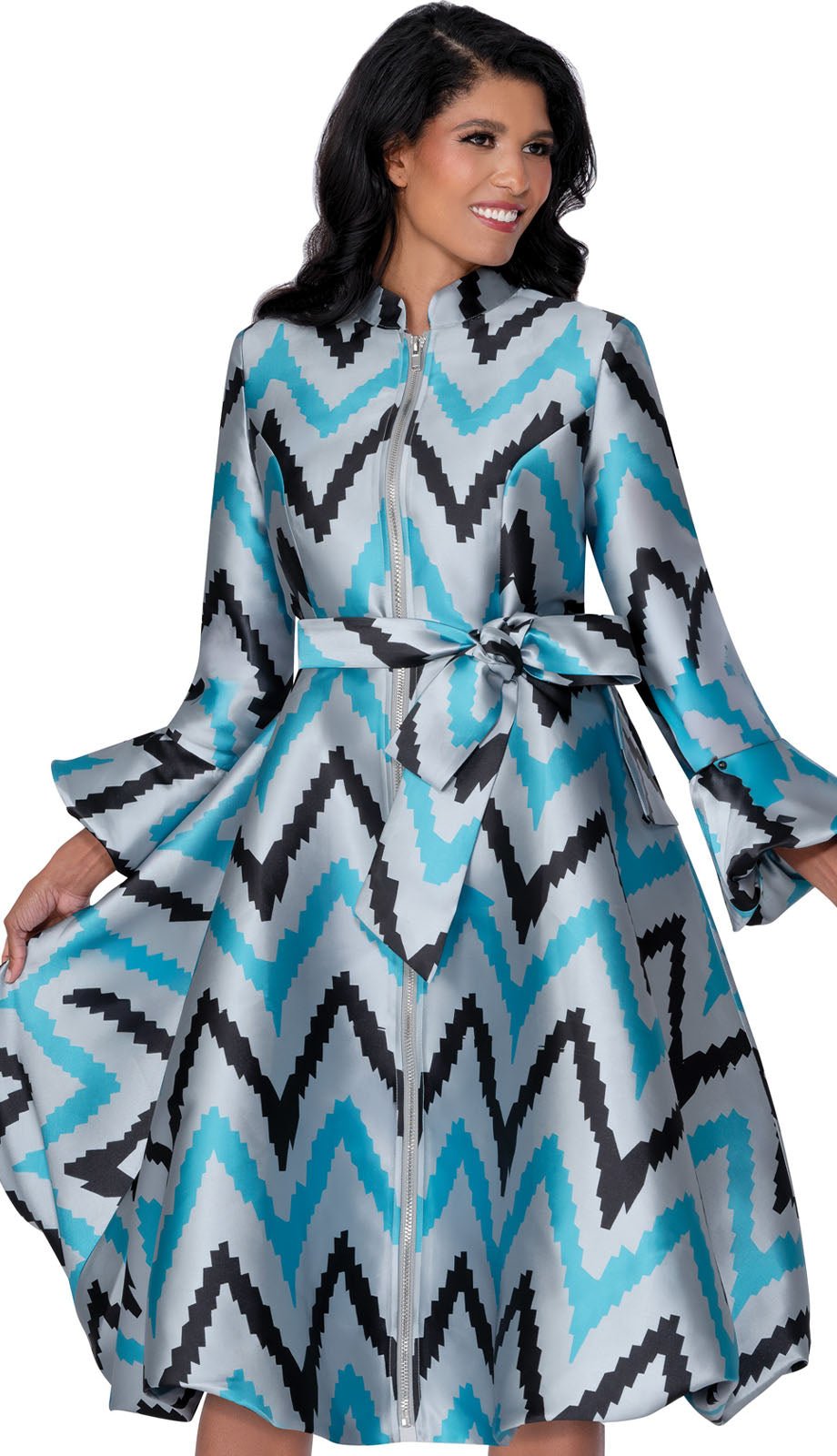 1pc Silk Look Womens Church Dress With Sash DN100481 - Especially Yours