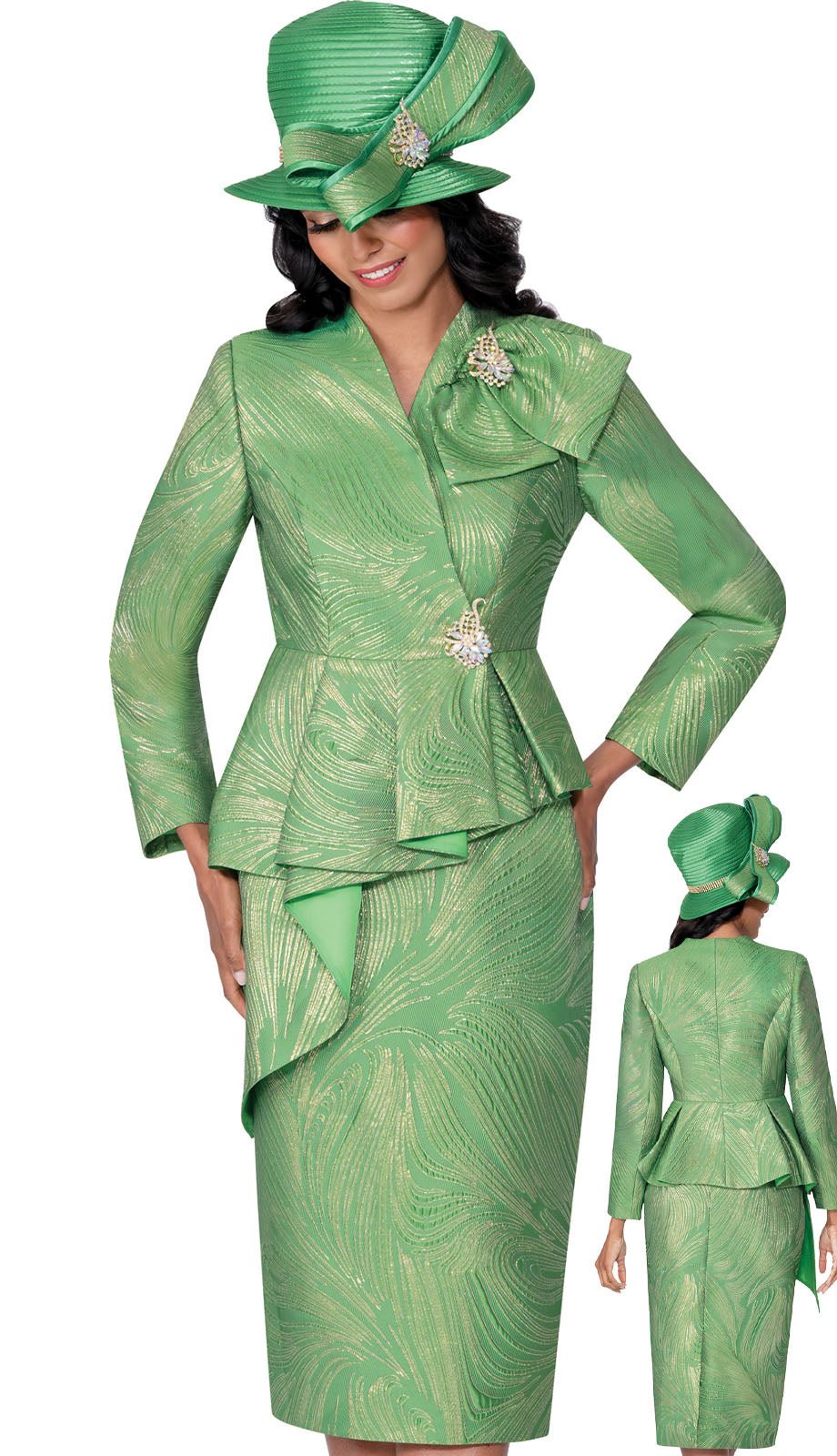 2pc Brocade Womens Church Suit With Asymmetrical Design G401002 - Especially Yours