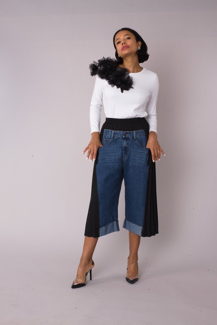 Pleated Panel Denim Culottes - 82467 - Especially Yours