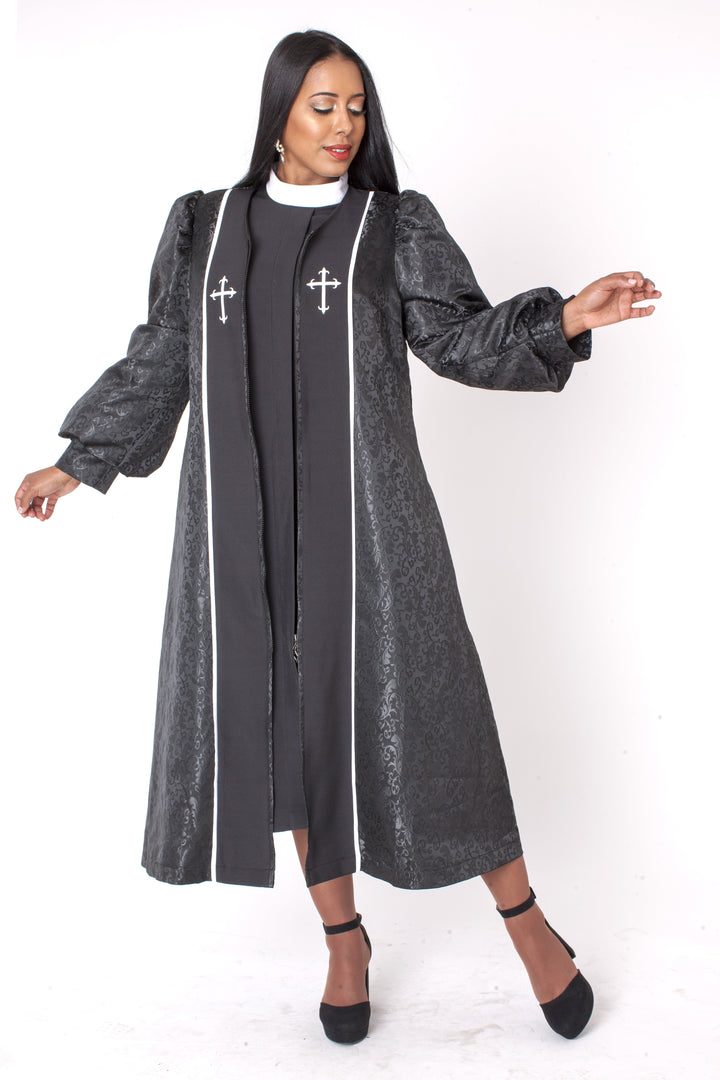 Plus size Two-Piece Brocade Clergy Robe – 41071W
