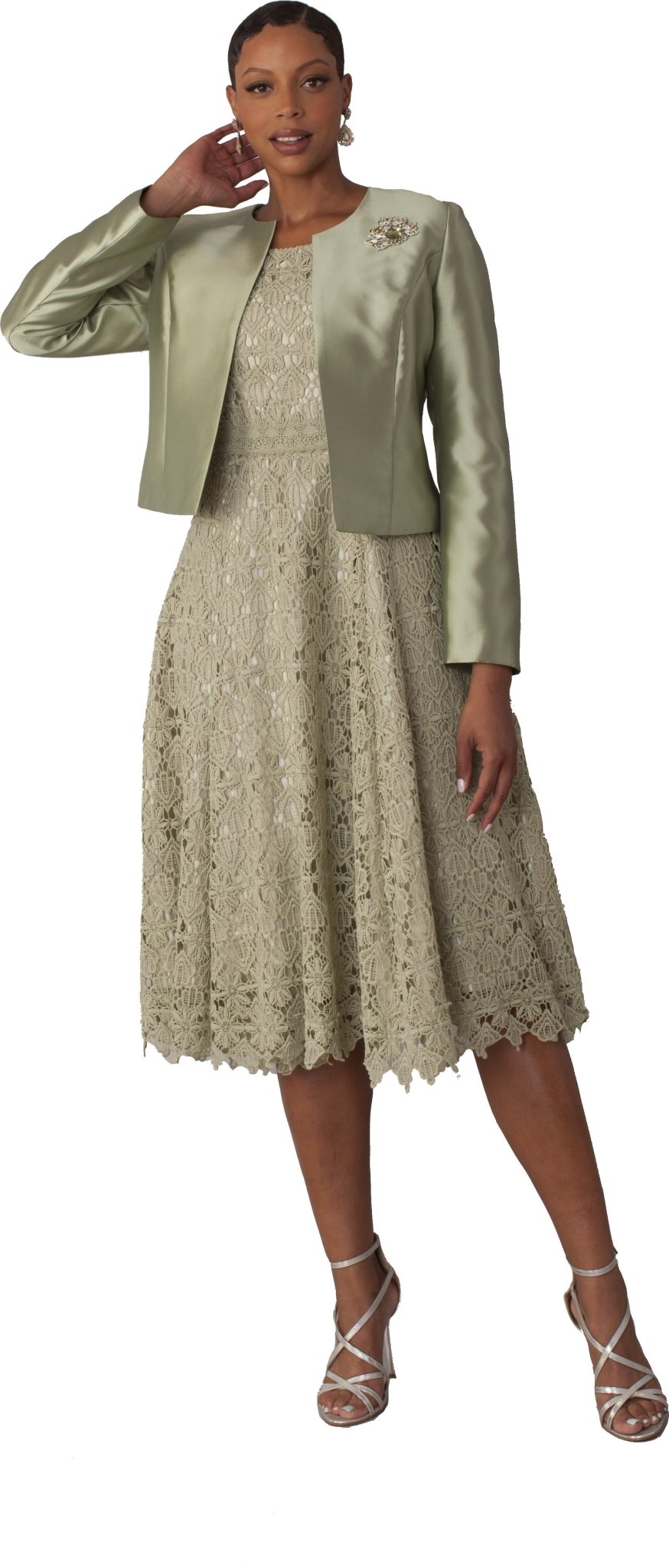 Plus Size Lace Church Dress with Satin Jacket - 4529W - Especially Yours