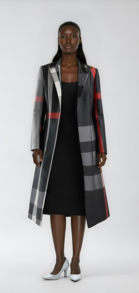 long sleeve church dress Plus Size Plaid Jacket Set Combined-dropship Maxi Dress Sundress Wedding Susanna 3009 Black Dress Size:01 - S / M