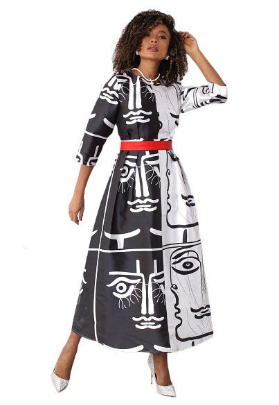 Plus Size Satin Dress with Rhinestone Brooch - 4497W - Especially Yours