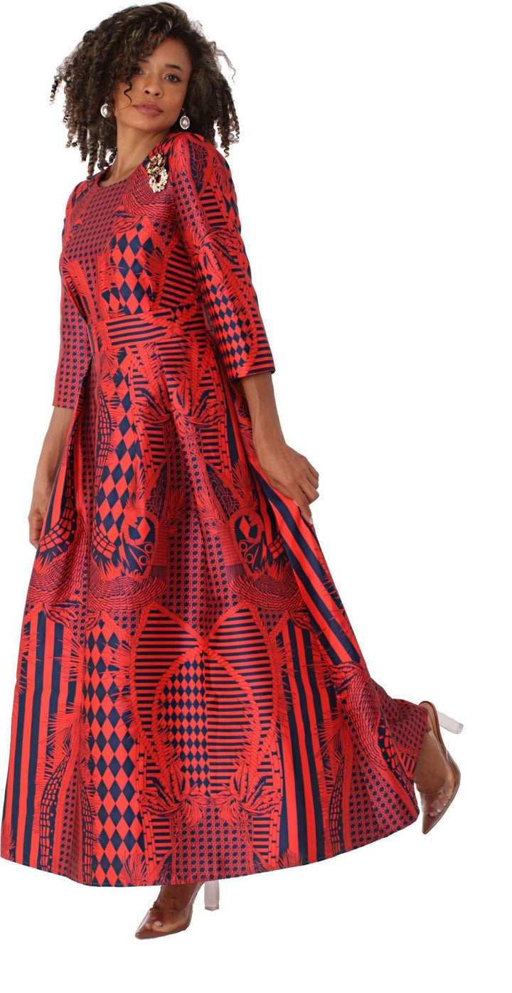 Plus Size Satin Dress with Rhinestone Brooch - 4497W - Especially Yours