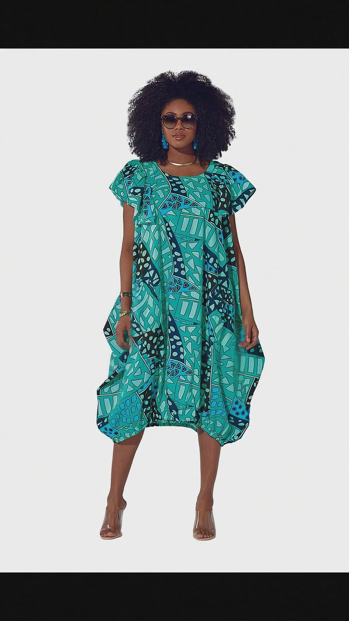 Caribbean Dream Balloon-Hem Pocket Dress by Studio EY