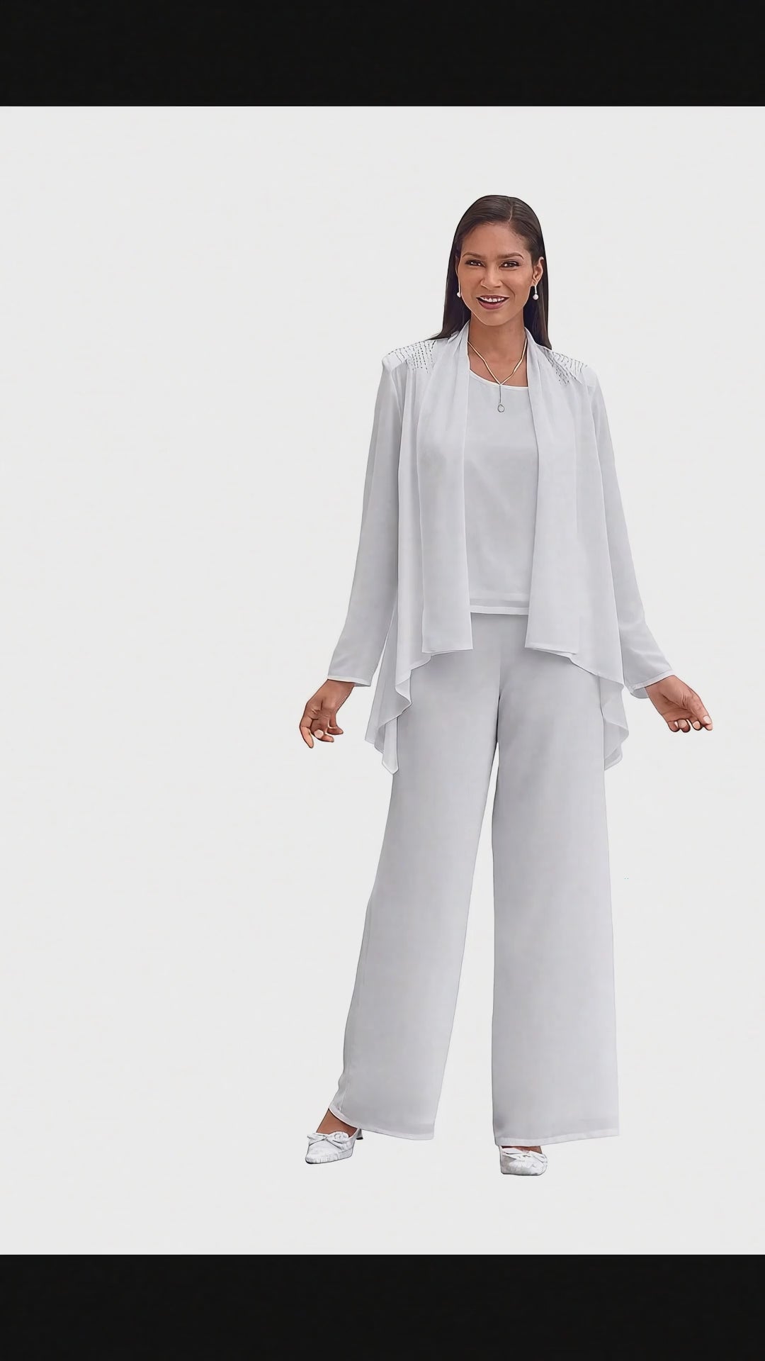 Jeweled Shoulders 3-Pc. Pantset by EY Boutique