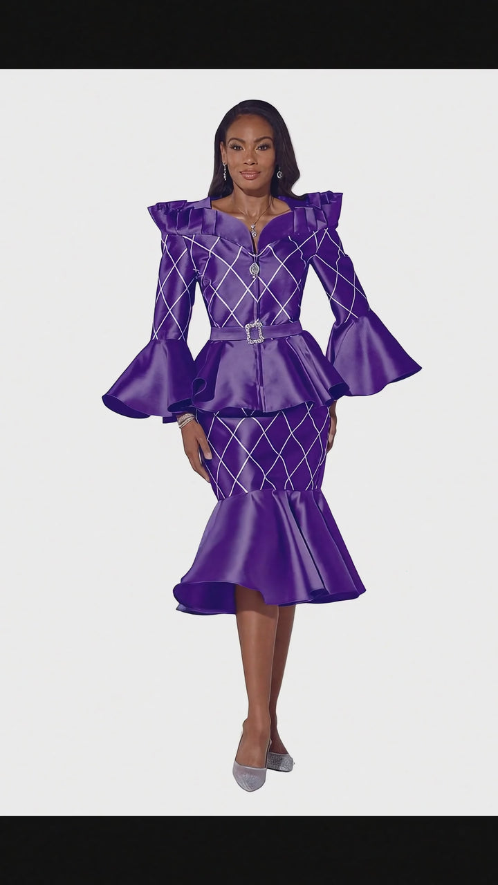 TRENDY TRELLIS PEPLUM SUIT