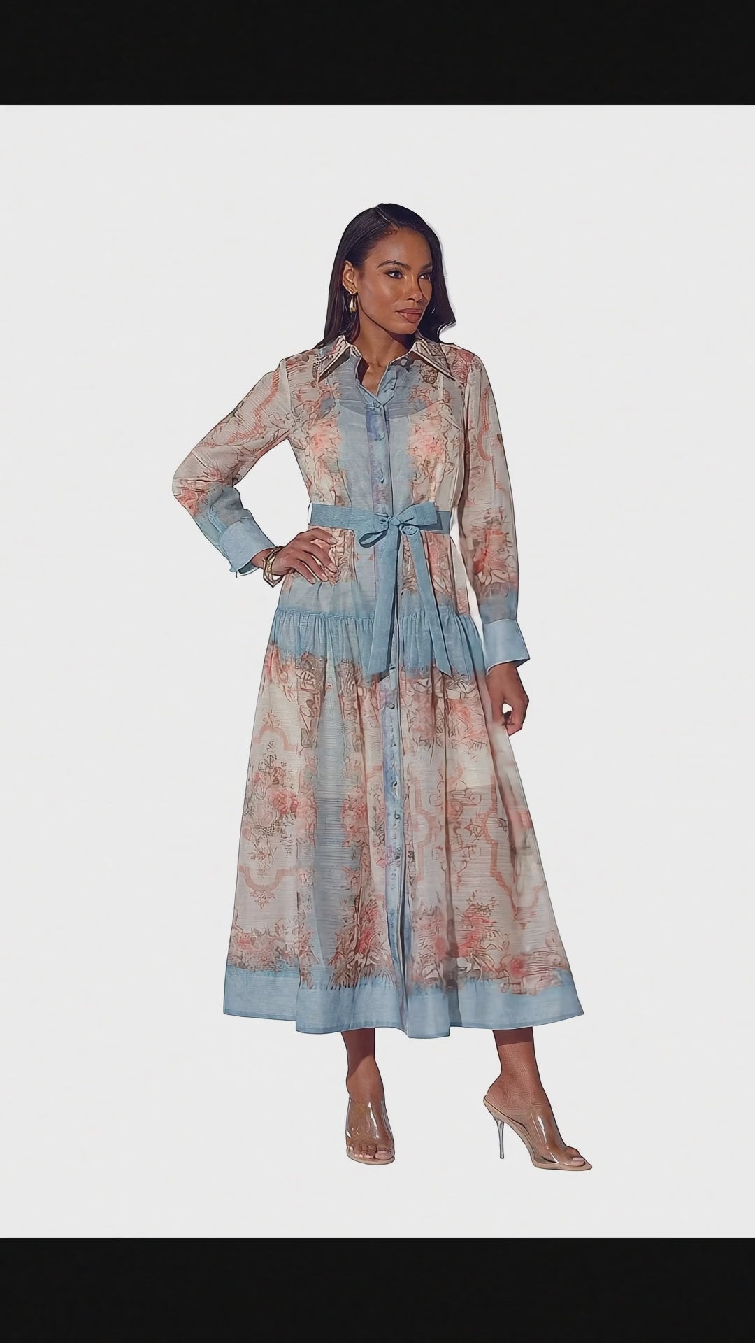 SHEERLY FLORAL PINK SHIRTDRESS