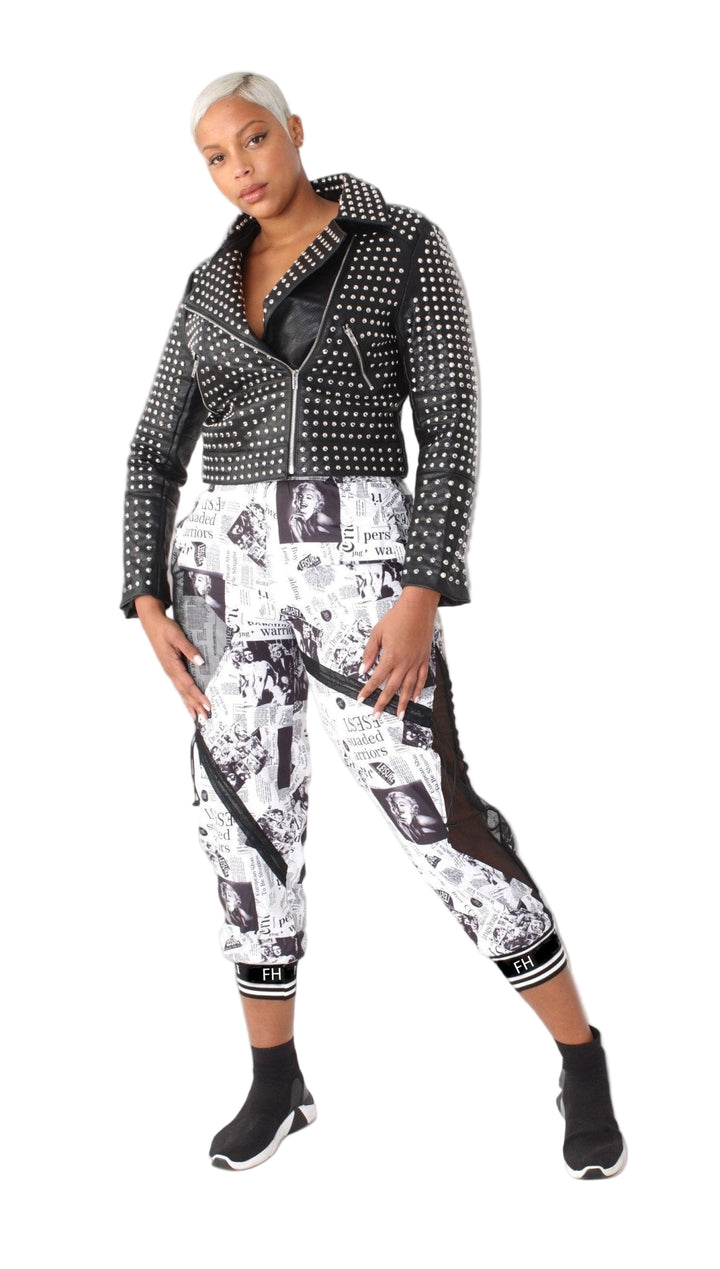 Printed Mesh Patchwork Joggers - 81856 - Especially Yours