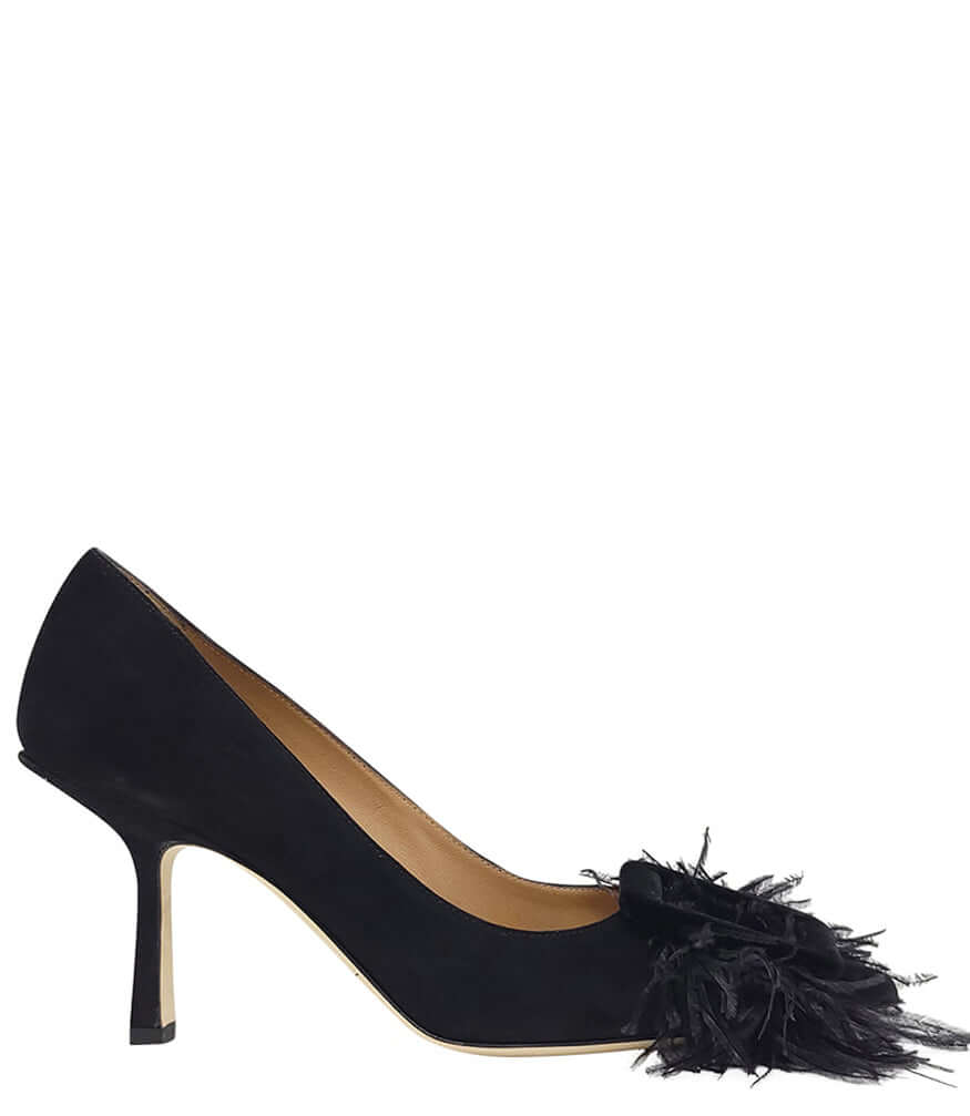 Black Suede Feather Heel Pump - Especially Yours