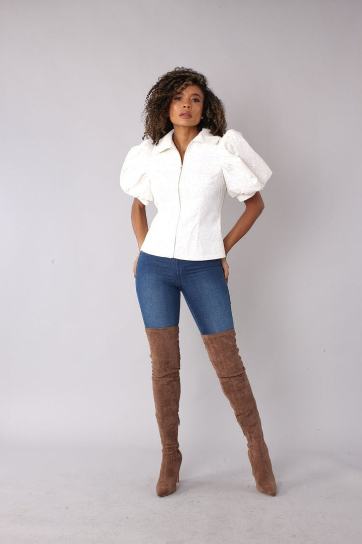 Puff Sleeve Faux Leather Jacket – Style 82014 - Especially Yours