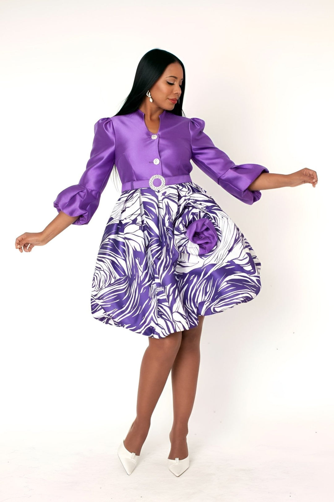 Puff Sleeve Fit & Flare Occasion Dress - 9845 - Especially Yours