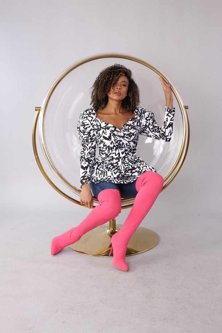 Puff Sleeve Wrap Peplum Top – Style 82028 - Especially Yours