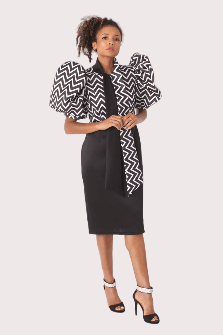 Puff Sleeve Zigzag Dress - 81951 - Especially Yours