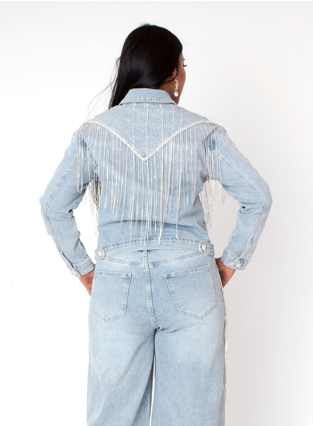 Rhinestone Fringe Denim Jacket – 82938 - Especially Yours