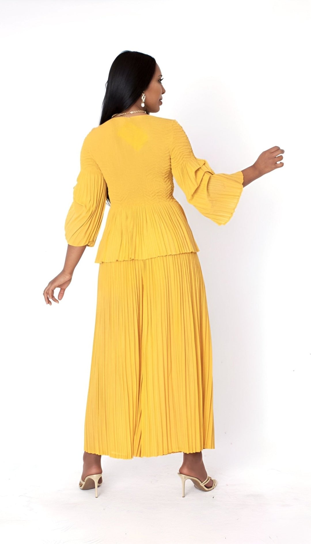 Ruched Sleeve Pleated Pantset - 82909 - Especially Yours