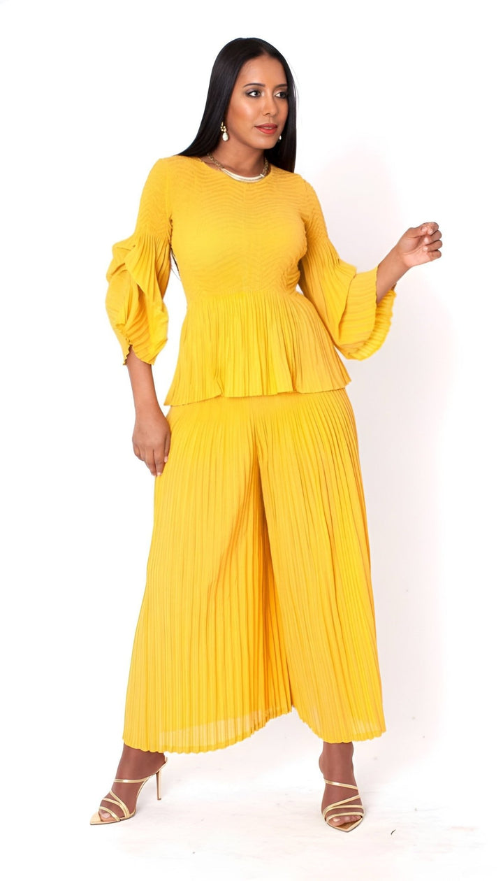 Ruched Sleeve Pleated Pantset - 82909 - Especially Yours