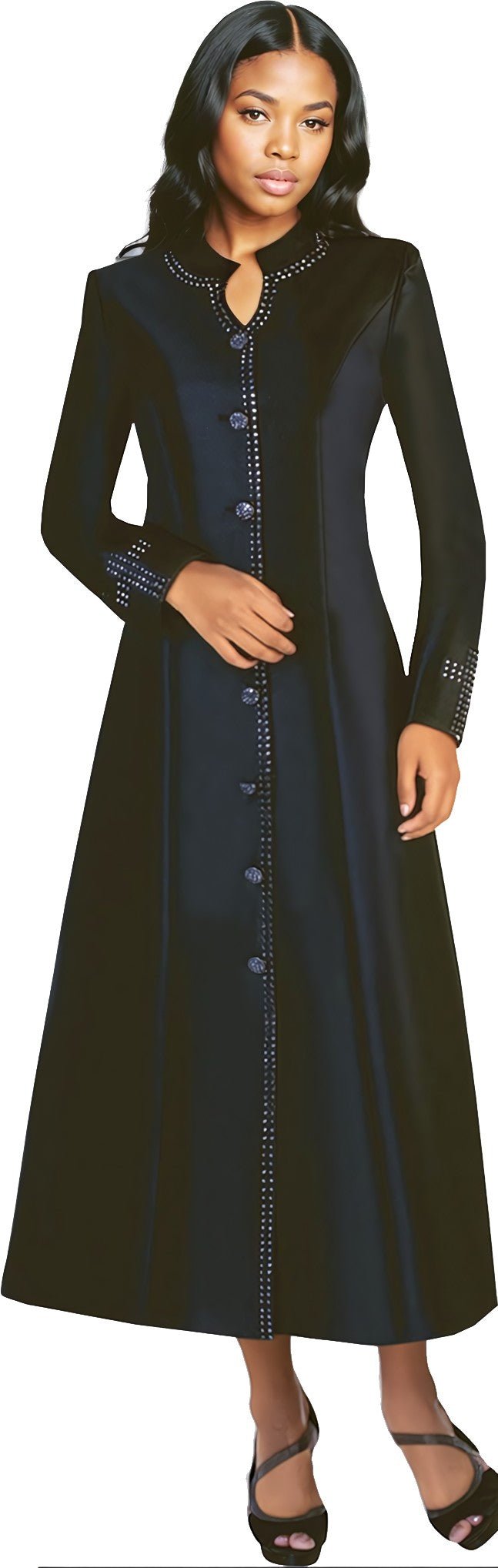 Satin Cassock Robe with Rhinestone Button Front - 4445 - Especially Yours