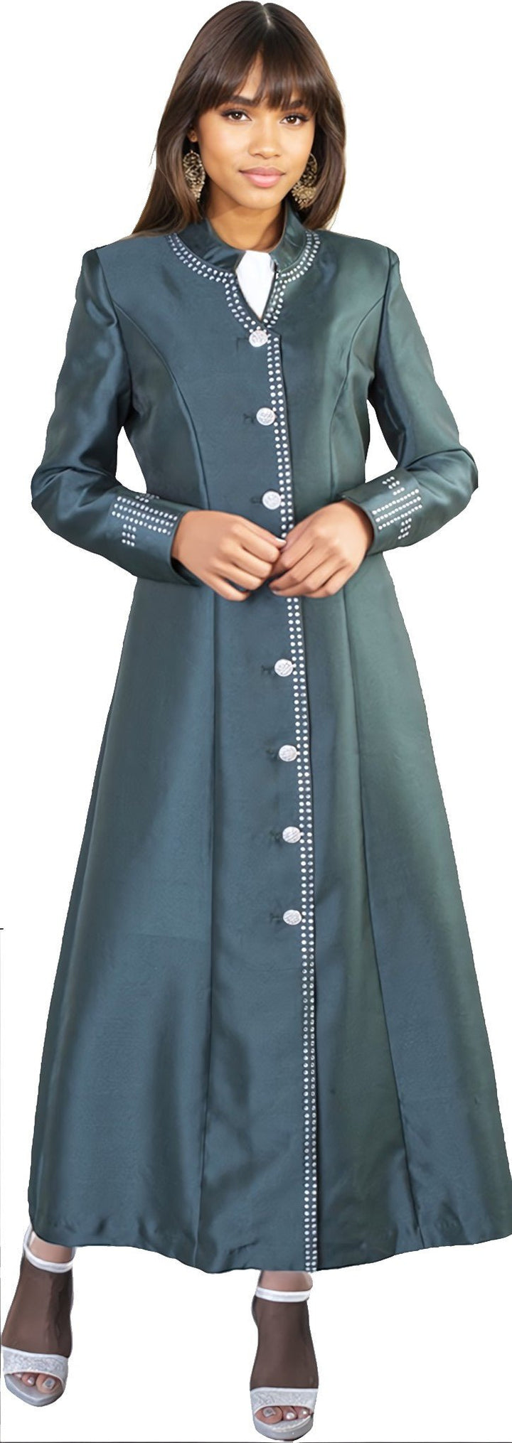 Satin Cassock Robe with Rhinestone Button Front - 4445 - Especially Yours