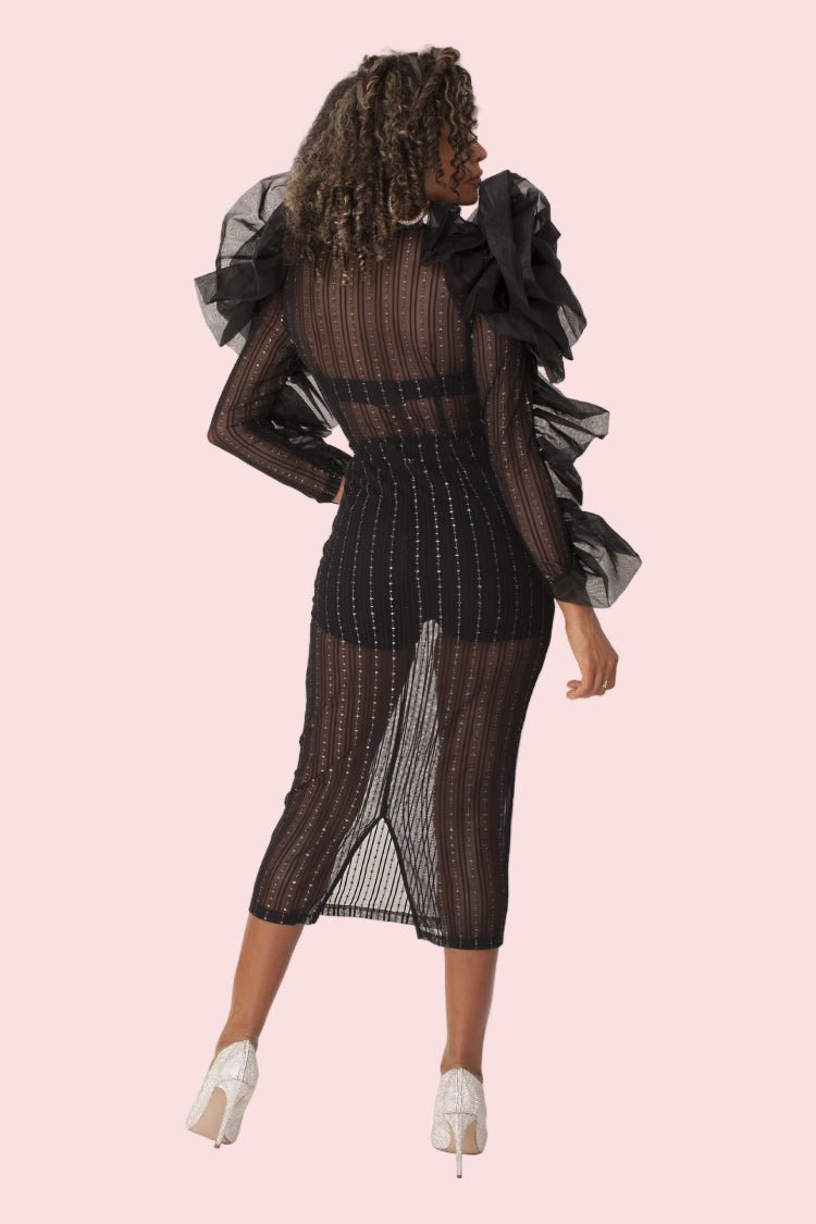 Sheer Ruffled Midi Dress - 82185 - Especially Yours